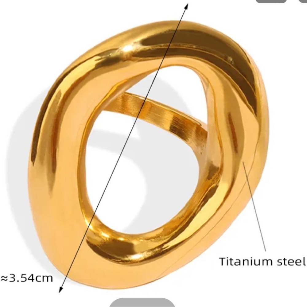Titanium Steel 18K Gold Plated Plating Hollow Out Ring - Picture 5 of 10